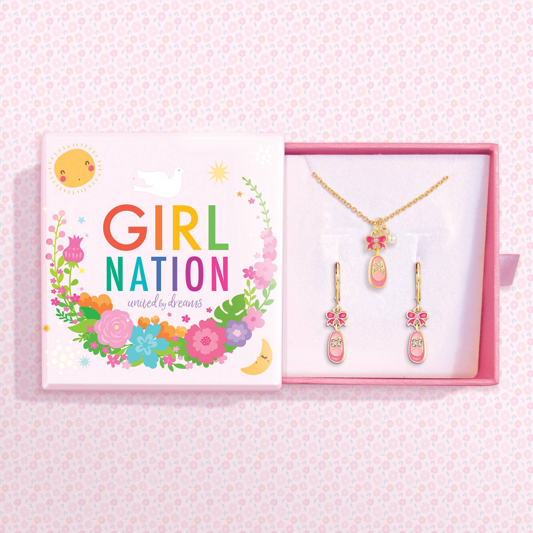 Crystal Necklace & Lever Back Earring Gift Set | Ballet Shoe