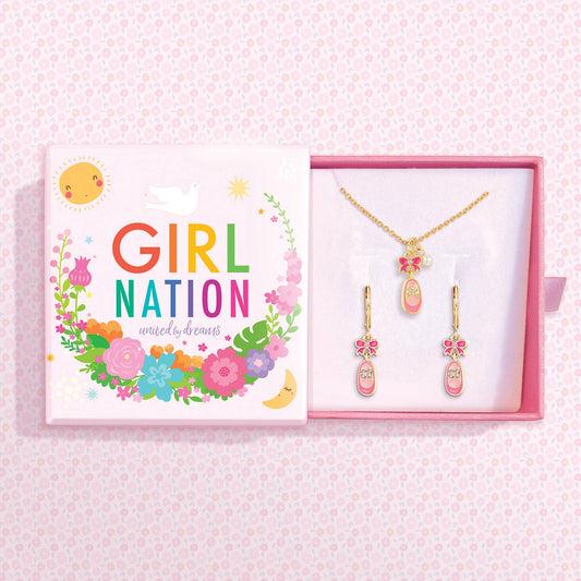 Crystal Necklace & Lever Back Earring Gift Set | Ballet Shoe - Studio Dance Wear