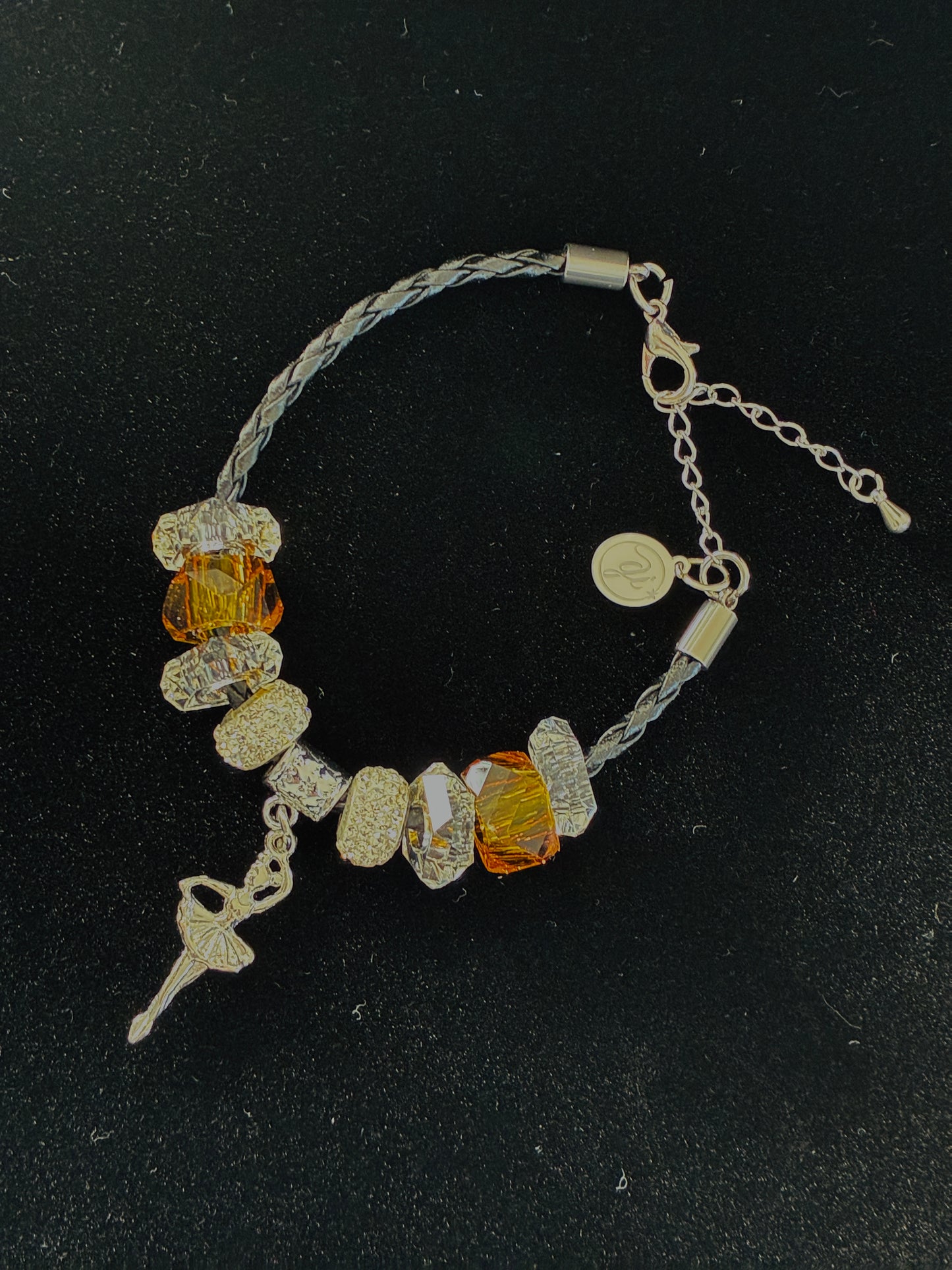 Dance-Themed Steel & Eco Leather Charm Bracelet – Nickel Free | Made in Italy B33159