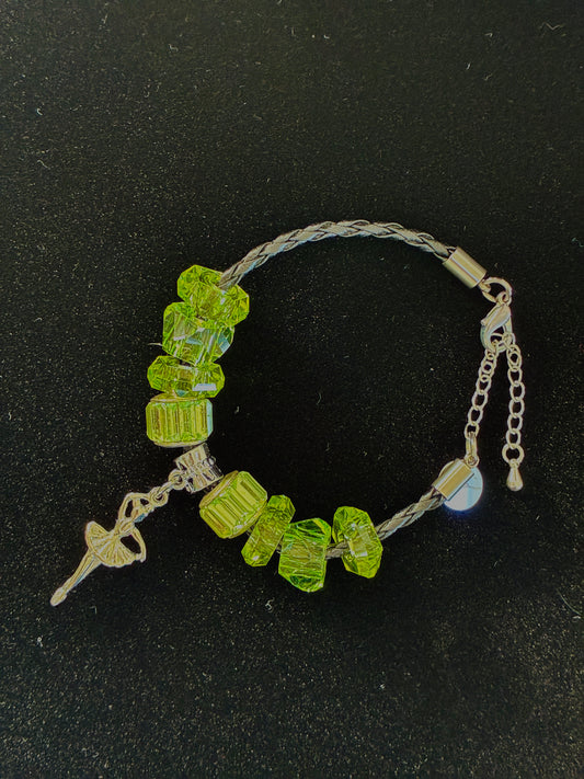 Dance-Themed Steel & Eco Leather Charm Bracelet – Nickel Free | Made in Italy B33159