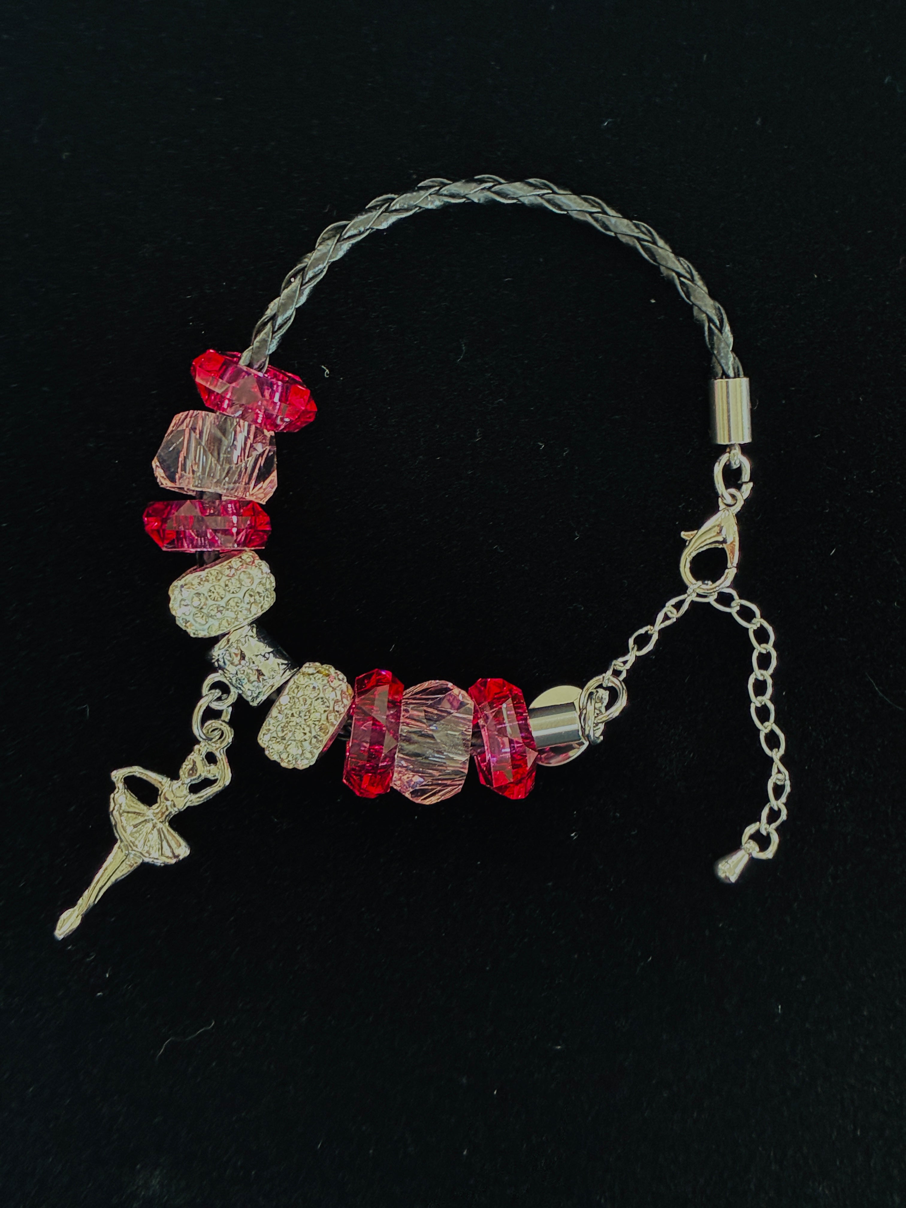 Dance-Themed Steel & Eco Leather Charm Bracelet – Nickel Free | Made in Italy B33159