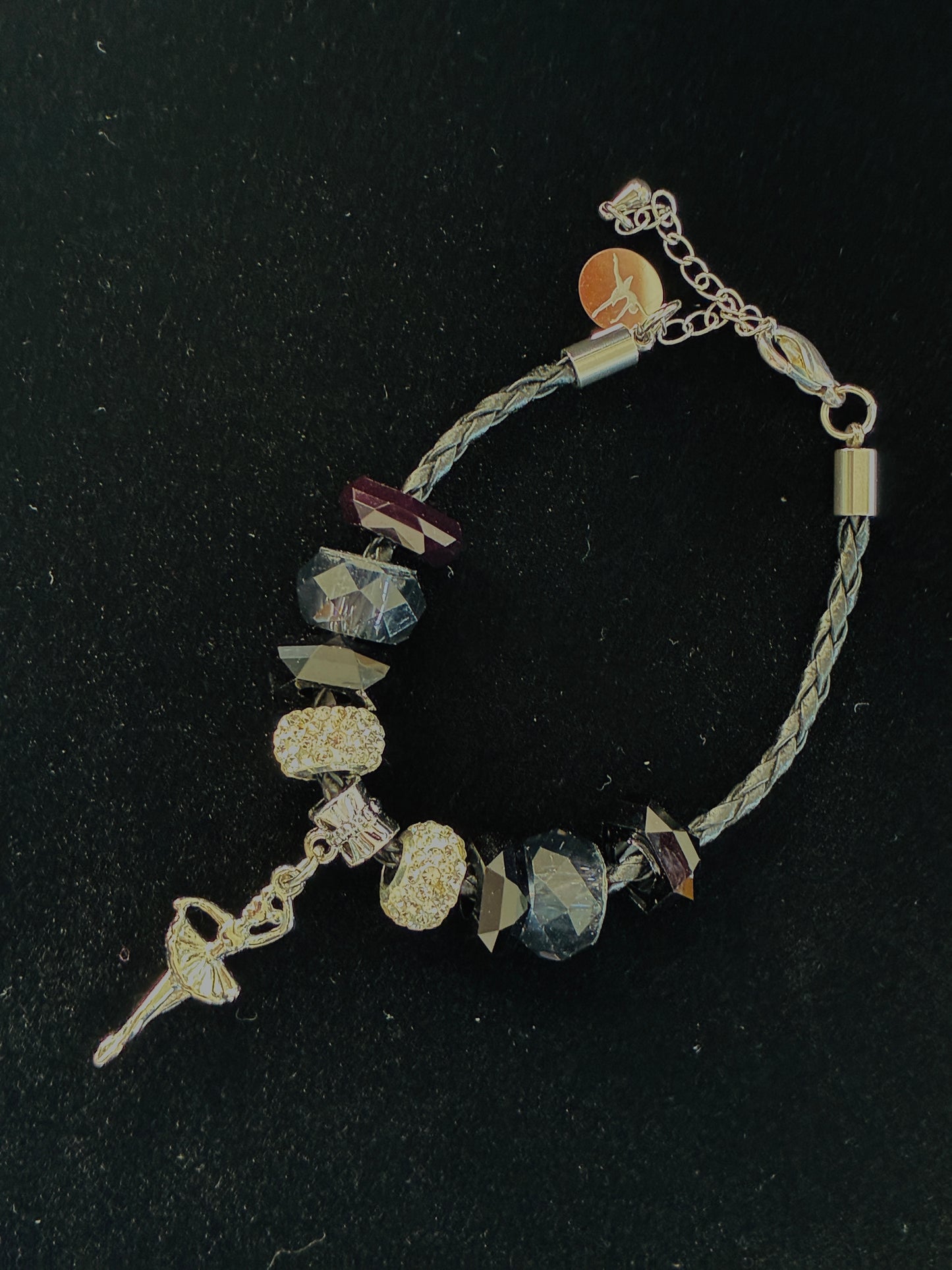 Dance-Themed Steel & Eco Leather Charm Bracelet – Nickel Free | Made in Italy B33159