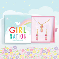 Crystal Necklace & Lever Back Earring Gift Set | Ballet Shoe