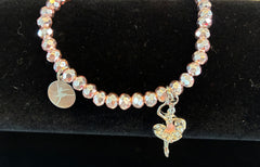 Elastic Dance Bracelet with Rhinestone Ballerina Charm