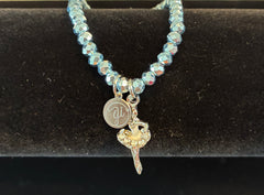 Elastic Dance Bracelet with Rhinestone Ballerina Charm