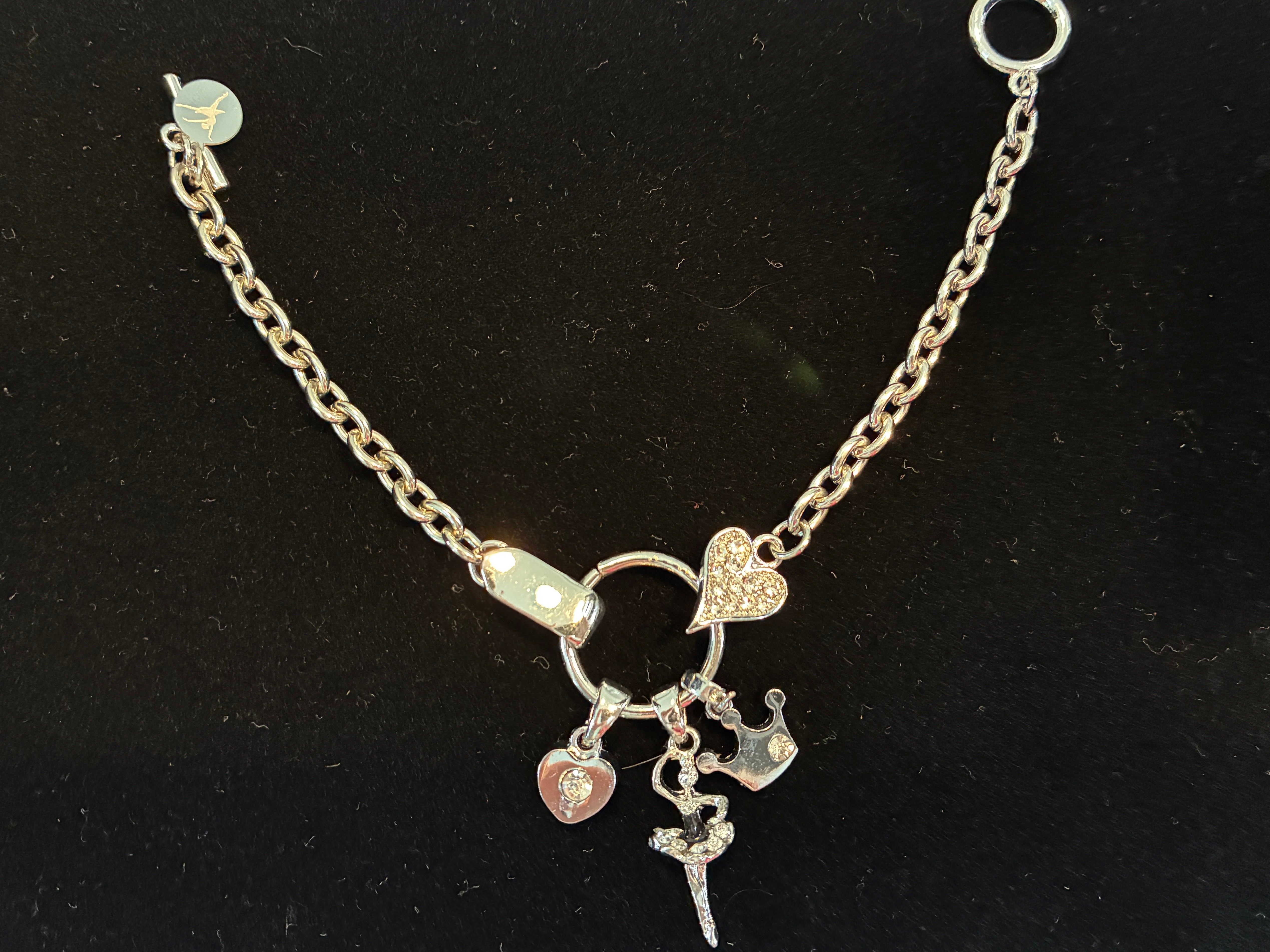 Anti-Allergic Ballerina Charm Bracelet with Rhinestones – Made in Italy