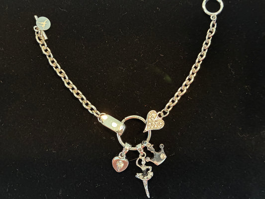 Anti-Allergic Ballerina Charm Bracelet with Rhinestones – Made in Italy