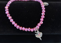 Elastic Dance Bracelet with Rhinestone Ballerina Charm