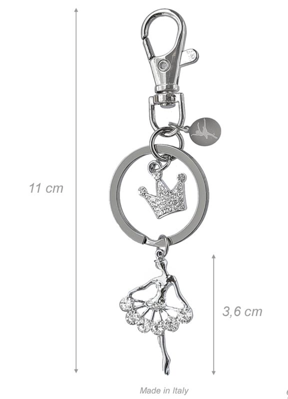 Rhinestone Ballerina And Tiara Keyring