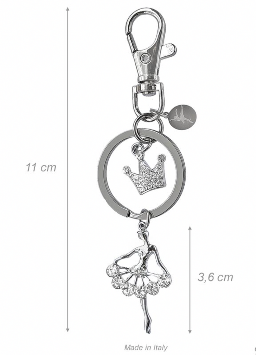 Rhinestone Ballerina And Tiara Keyring