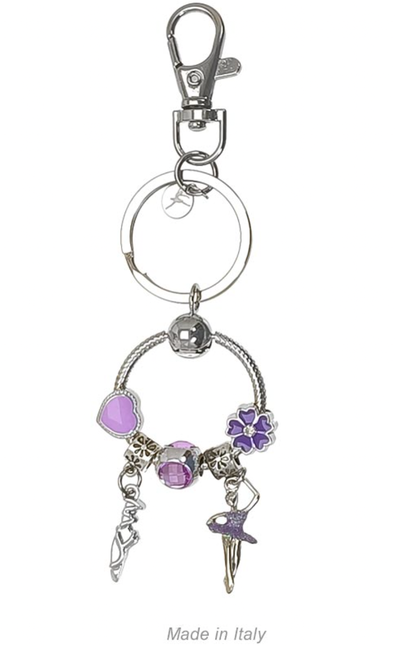 Ballerina And Pointe Shoe Charm Keyring