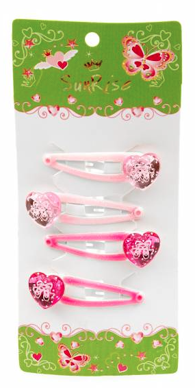 Pink Heart Jewell Hair Clips
